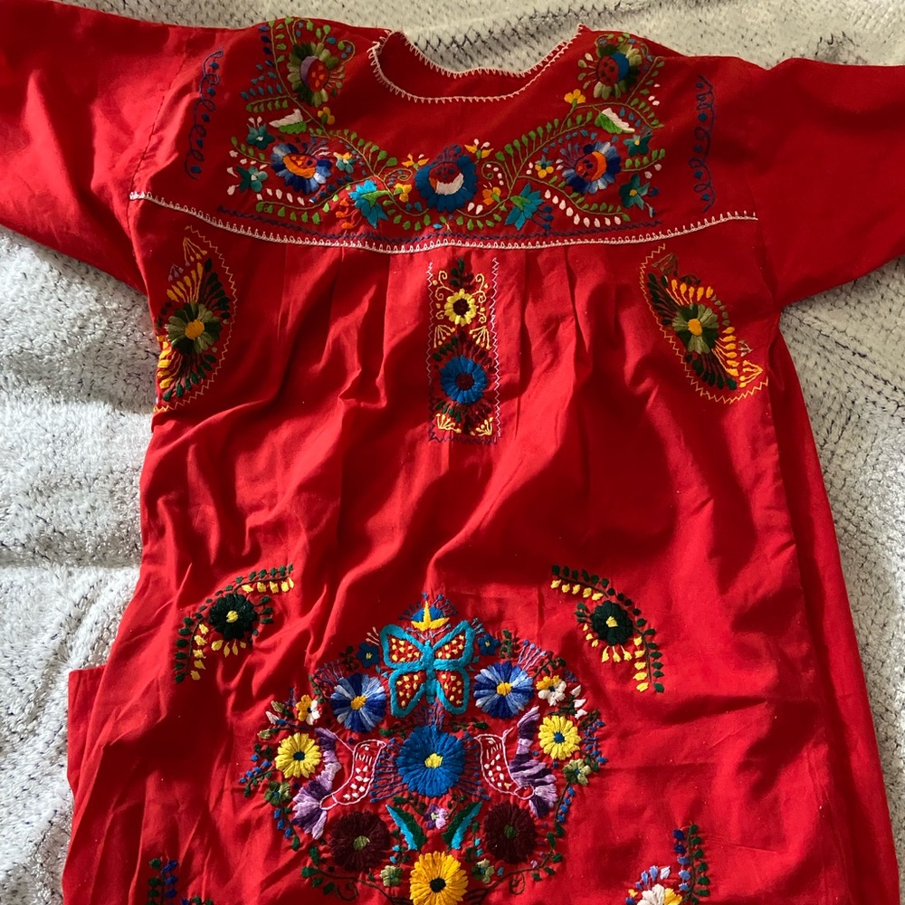 Embroidered Mexican Dress